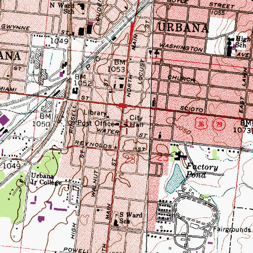 Topographic Map of Urbana Fire Emergency Medical Services Division, OH