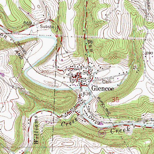 Topographic Map of Glencoe Volunteer Fire Department Station 25, OH