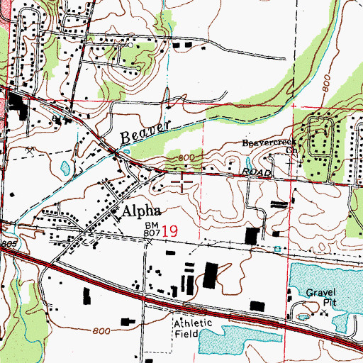 Topographic Map of Beavercreek Township Fire and Emergency Medical Services Station 61, OH
