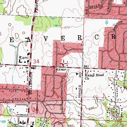 Topographic Map of Beavercreek Township Fire and Emergency Medical Services Station 3, OH