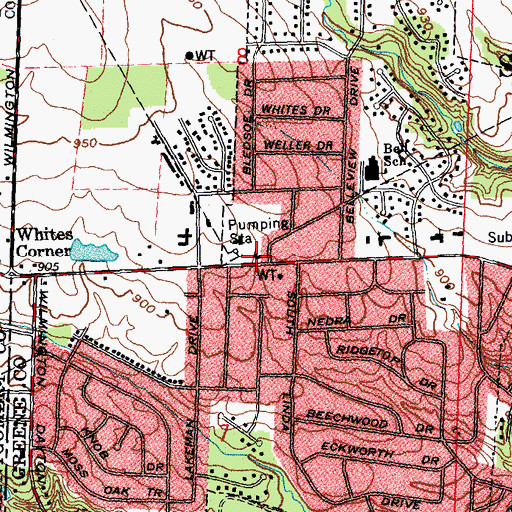 Topographic Map of Bellbrook Fire Department Station 2, OH