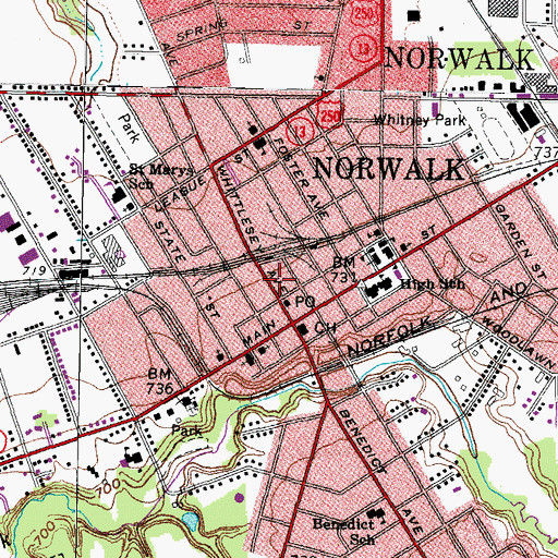 Topographic Map of Norwalk Fire Department and Emergency Medical Services, OH