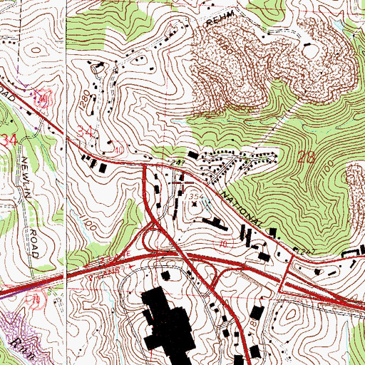 Topographic Map of Belmont County Fire Station 23 Cumberland Trail Fire and Emergency Medical Services Station 2, OH