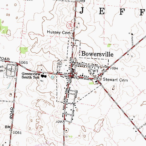 Topographic Map of Jefferson Township Fire Department, OH