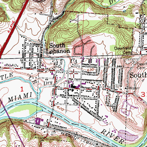 Topographic Map of Union Township and South Lebanon Fire Department, OH