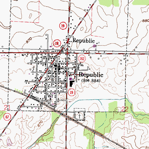 Topographic Map of Scipio - Republic Fire Department, OH