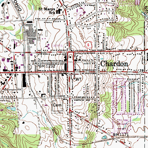 Topographic Map of Chardon Fire Department, OH