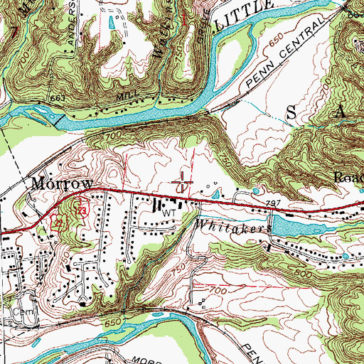 Topographic Map of Salem / Morrow Fire Department Station 71, OH
