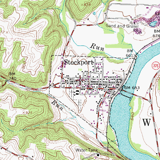 Topographic Map of Stockport Fire and Emergency Medical Services Department, OH