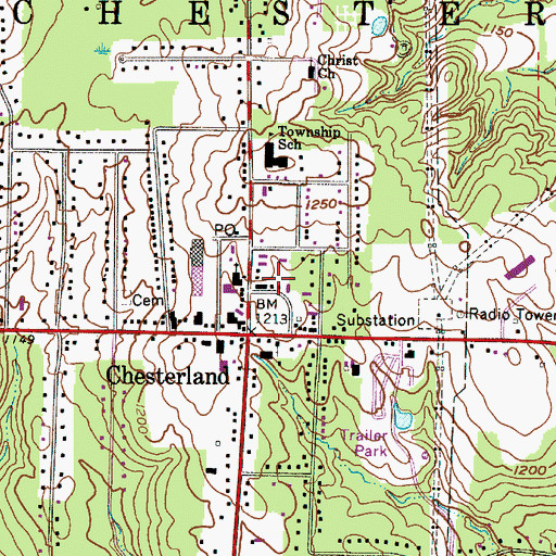 Topographic Map of Chester Township Fire Rescue, OH