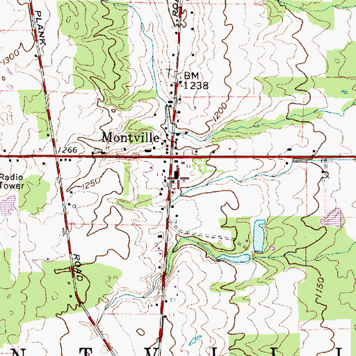 Topographic Map of Montville Fire and Rescue, OH