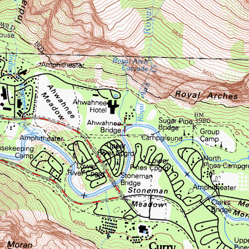 Topographic Map of Royal Arch Creek, CA