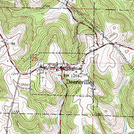 Topographic Map of Deersville Community Volunteer Fire Department and Emergency Medical Services, OH