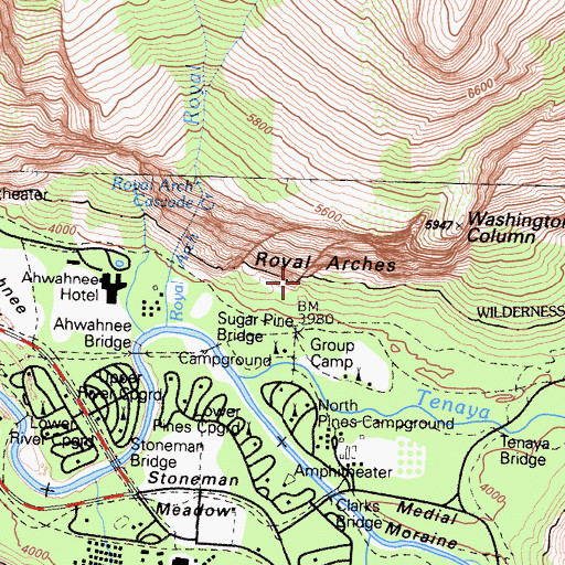 Topographic Map of Royal Arches, CA