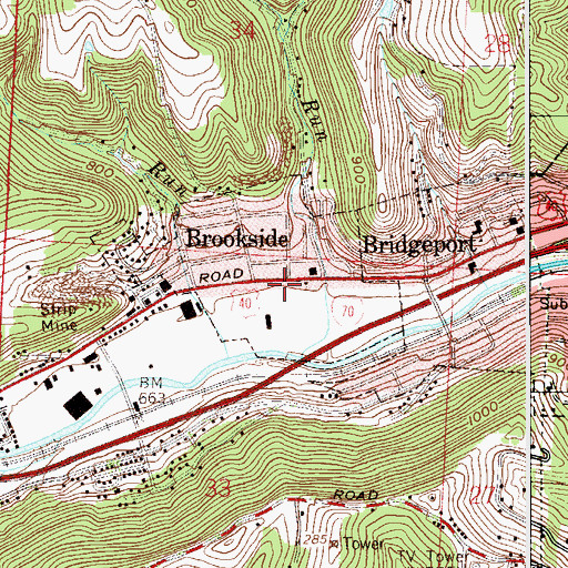 Topographic Map of Brookside Fire and Emergency Medical Services Station 21, OH