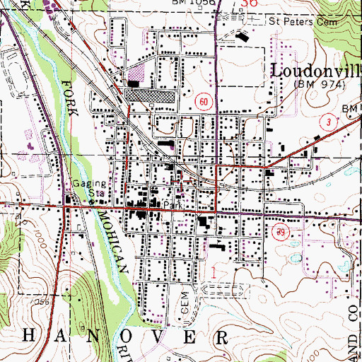 Topographic Map of Loudonville Fire Department, OH