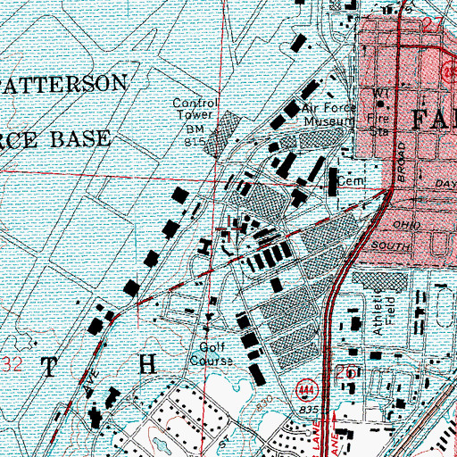 Topographic Map of Wright Patterson Air Force Base Fire / Emergency Medical Services Department, OH
