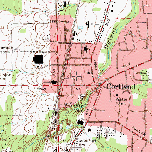 Topographic Map of Cortland City Fire Department, OH
