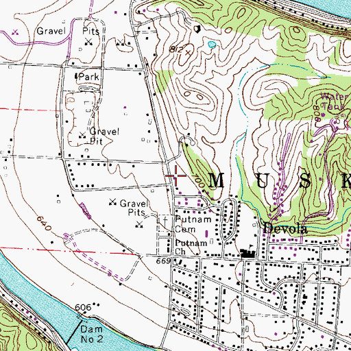 Topographic Map of Devola Volunteer Fire Company, OH