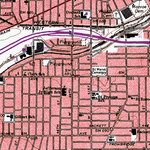 Topographic Map of Cleveland Fire Department Station 24, OH