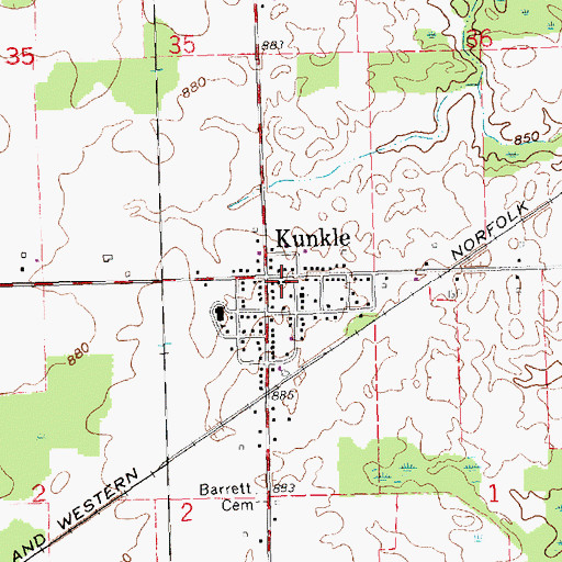 Topographic Map of Kunkle Fire Department, OH