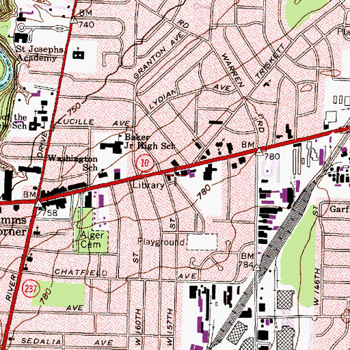 Topographic Map of Cleveland Fire Department Station 39, OH