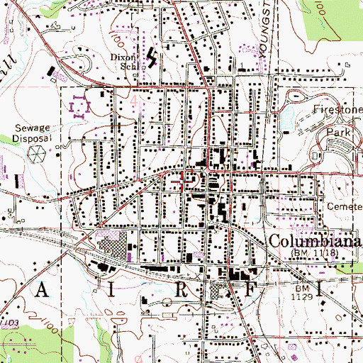 Topographic Map of Columbiana Fire Department, OH