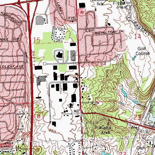 Topographic Map of Vandalia Fire Division Station 2, OH
