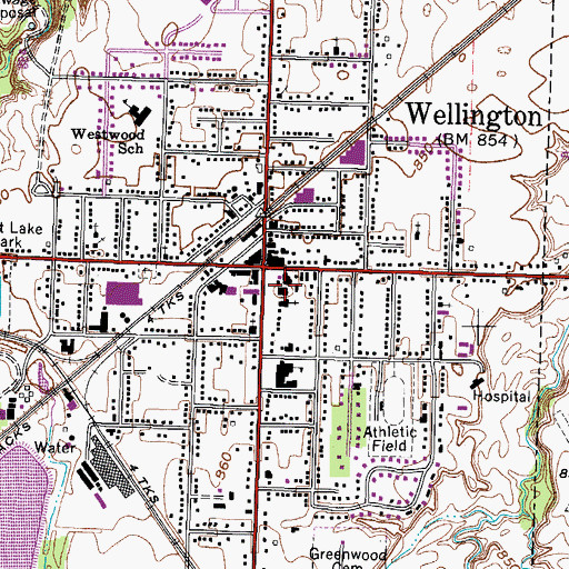 Topographic Map of Wellington Community Fire District Station 1, OH