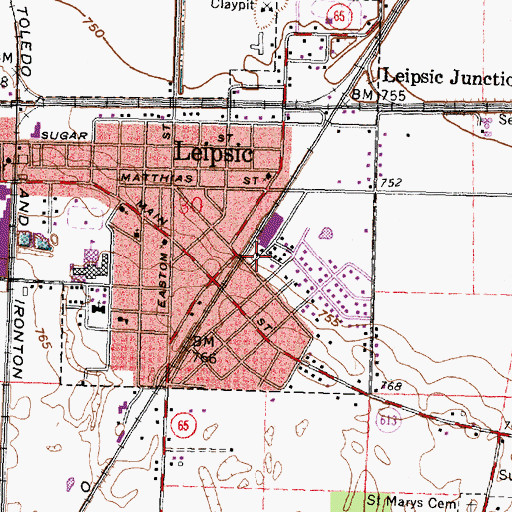 Topographic Map of Leipsic Volunteer Fire Department Station 2, OH