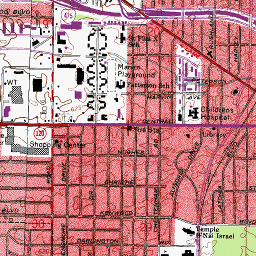 Topographic Map of Toledo Fire and Rescue Department - Station 25, OH