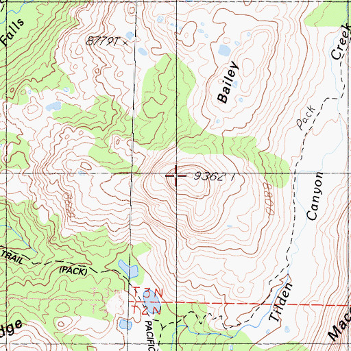 Topographic Map of Bailey Ridge, CA