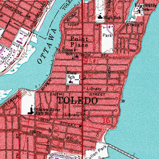 Topographic Map of Toledo Fire and Rescue Department - Station 24, OH