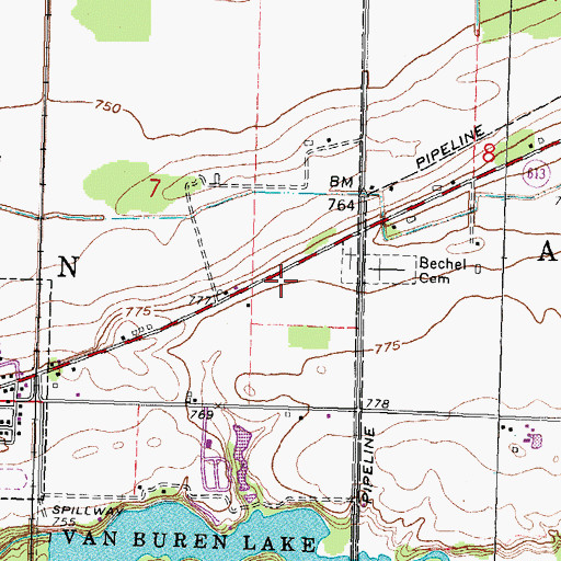 Topographic Map of Allen Township Volunteer Fire Department Station 2, OH