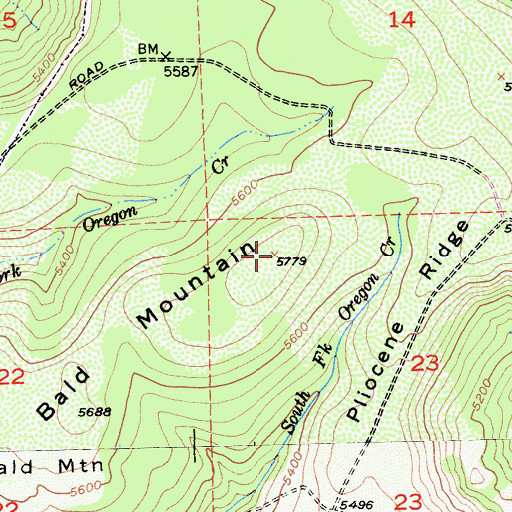 Topographic Map of Bald Mountain, CA
