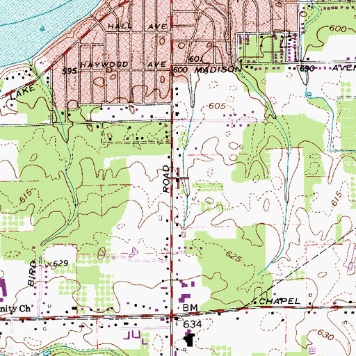 Topographic Map of Madison Fire District Station 2, OH