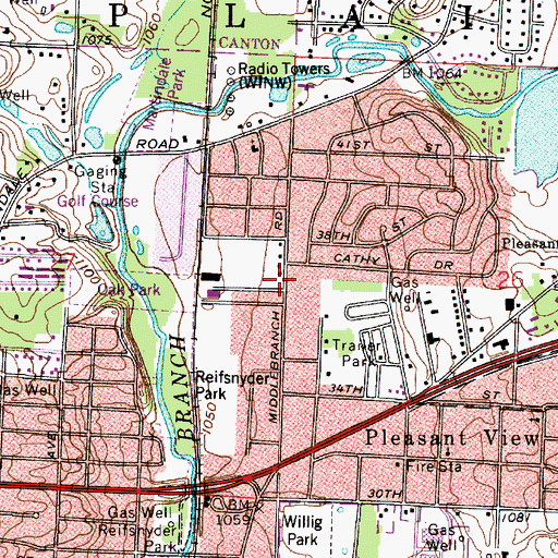 Topographic Map of Plain Township Fire Department Station 1, OH