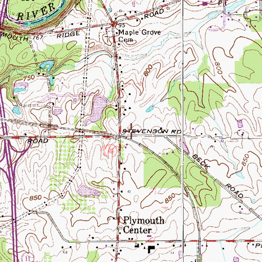 Topographic Map of Plymouth Volunteer Fire and Rescue Company Station 2, OH