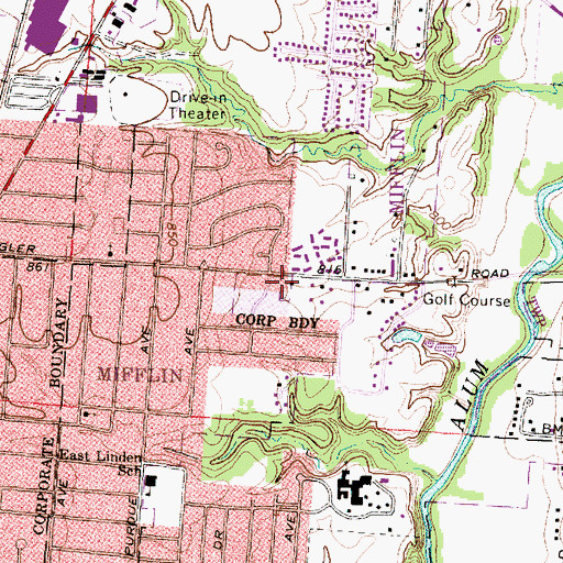 Topographic Map of Mifflin Township Division of Fire Station 132, OH