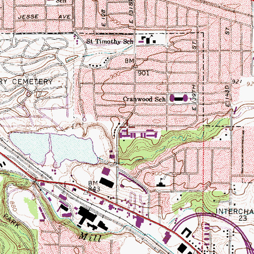 Topographic Map of Garfield Heights Fire Station 2, OH