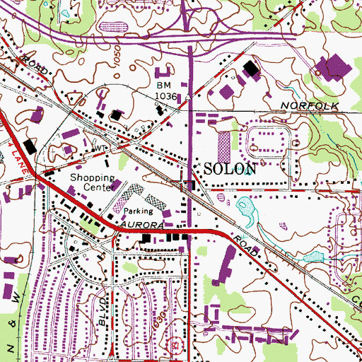 Topographic Map of Solon Fire Department Station 2, OH