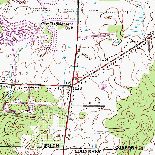 Topographic Map of Solon Fire Department Station 3, OH