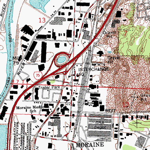Topographic Map of Moraine Fire Department Station 28, OH