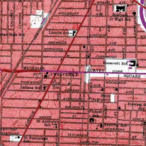 Topographic Map of Toledo Fire and Rescue Department - Station 16, OH