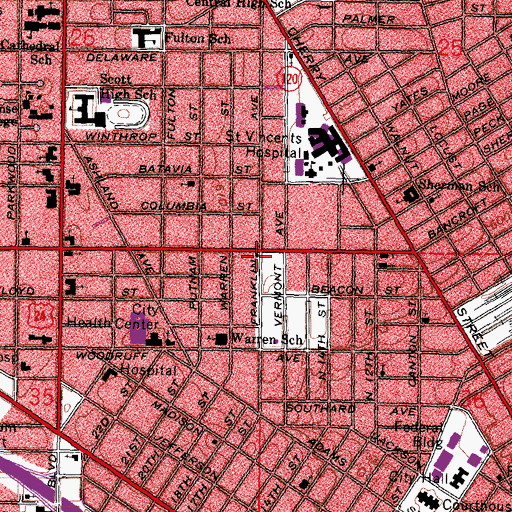 Topographic Map of Toledo Fire and Rescue Department - Station 7, OH