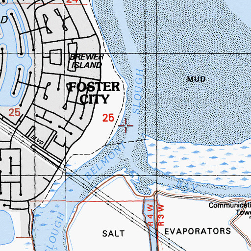 Topographic Map of Belmont Slough, CA