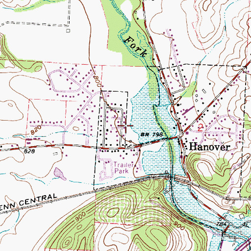 Topographic Map of Hanover Volunteer Fire Department Station 802 Headquarters, OH