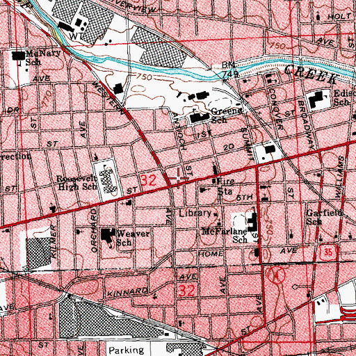 Topographic Map of Dayton Fire Department Station 13, OH