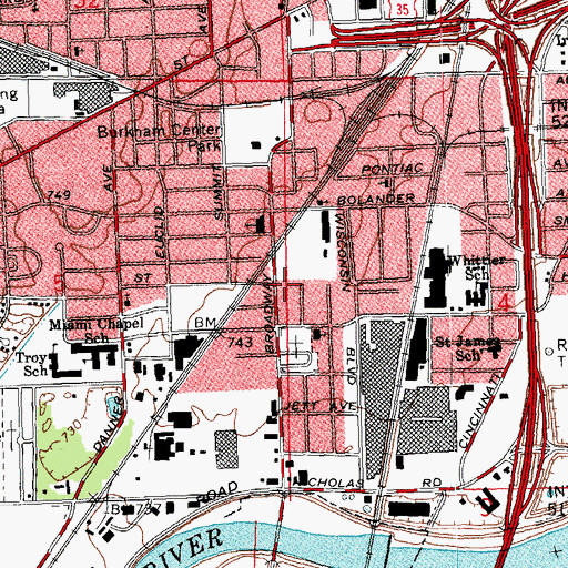 Topographic Map of Dayton Fire Department Station 10, OH