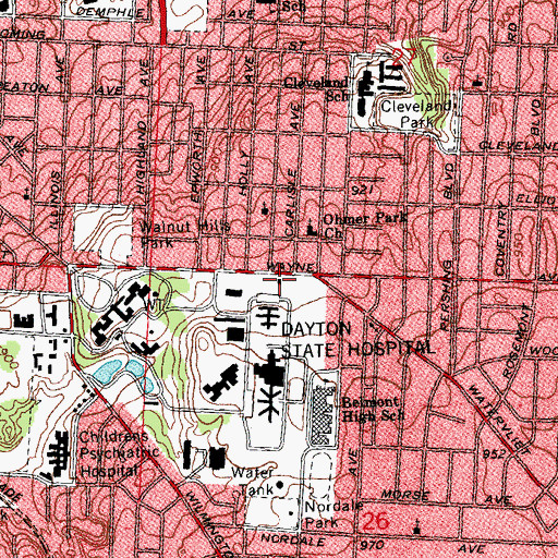 Topographic Map of Dayton Fire Department Station 15, OH